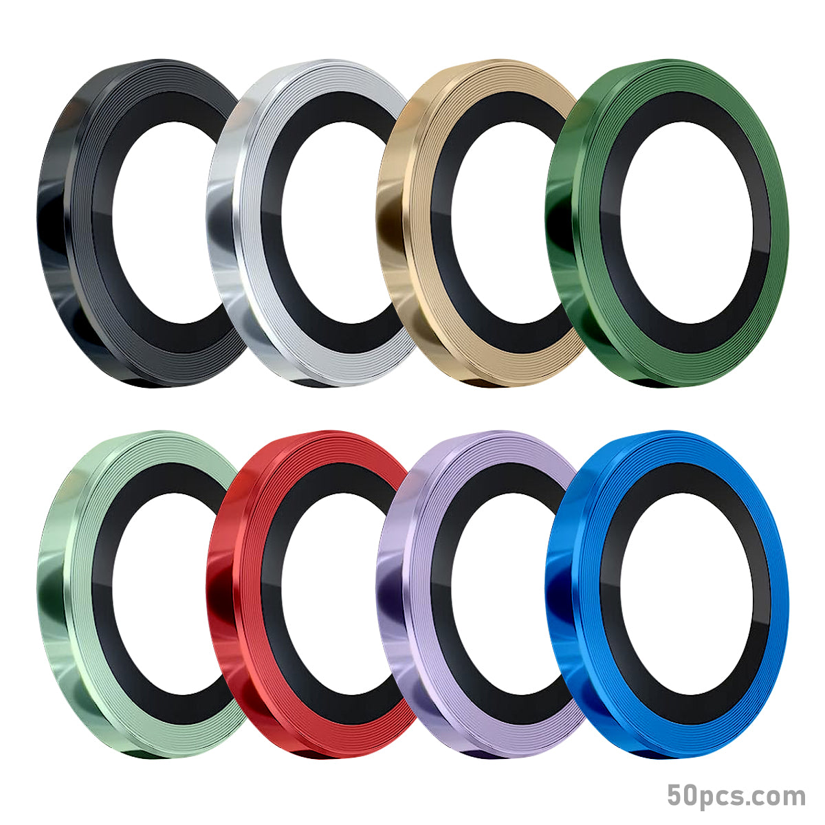 100Pcs For iPhone 11 / 11 Pro / 11 Pro Max / iPhone 12 / 12 mini / 12 Pro 3D Alloy Metal Ring Cover Glass Camera Lens Protector