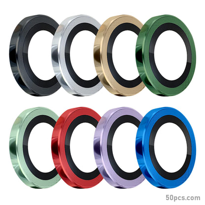 100Pcs For iPhone 11 / 11 Pro / 11 Pro Max / iPhone 12 / 12 mini / 12 Pro 3D Alloy Metal Ring Cover Glass Camera Lens Protector
