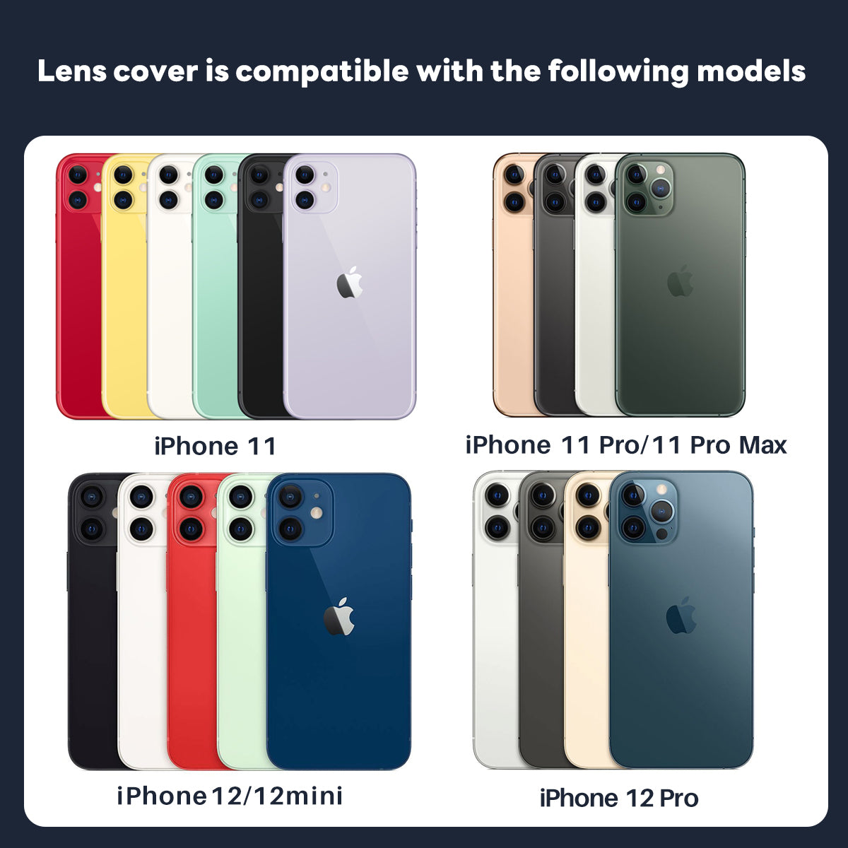 100Pcs For iPhone 11 / 11 Pro / 11 Pro Max / iPhone 12 / 12 mini / 12 Pro 3D Alloy Metal Ring Cover Glass Camera Lens Protector