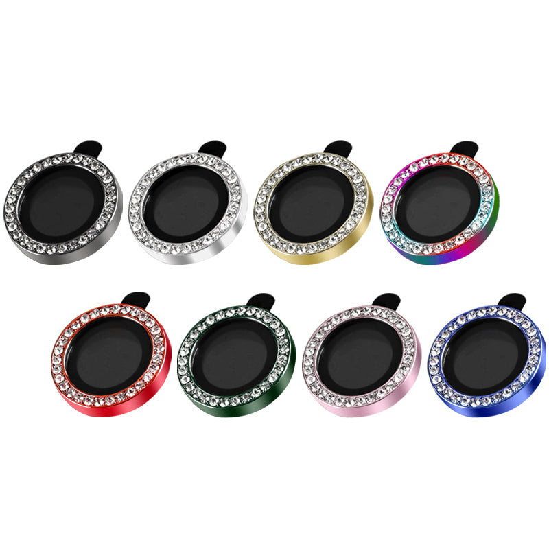 100Pcs For iPhone 12 Pro Max / iPhone 13 / 13 mini 3D Alloy Rhinestone Individual Metal Ring Cover Glass Camera Lens Protector Bling
