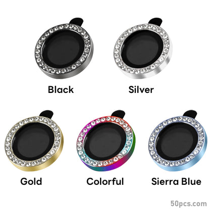 100Pcs For iPhone 13 Pro / 13 Pro Max 3D Alloy Rhinestone Individual Metal Ring Cover Glass Camera Lens Protector Bling