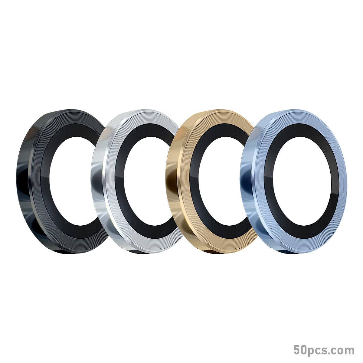100Pcs For iPhone 13 Pro / 13 Pro Max 3D Alloy Metal Ring Cover Glass Camera Lens Protector