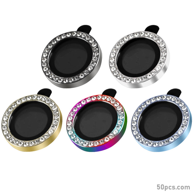 100Pcs For iPhone 13 Pro / 13 Pro Max 3D Alloy Rhinestone Individual Metal Ring Cover Glass Camera Lens Protector Bling