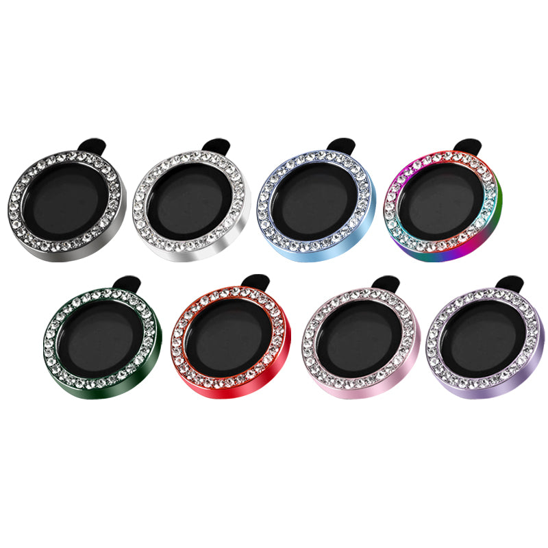 100Pcs For iPhone 14 / 14Plus / iPhone 15 / 15Plus 3D Alloy Rhinestone Individual Metal Ring Cover Glass Camera Lens Protector Bling