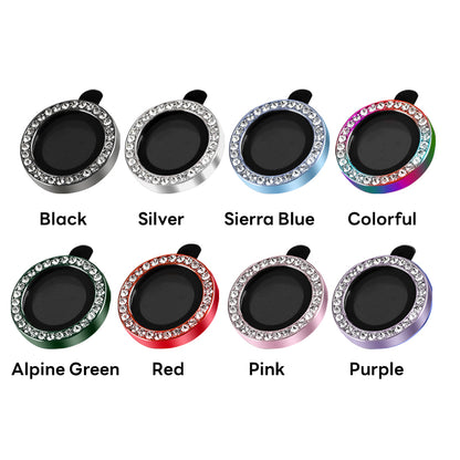 100Pcs For iPhone 14 / 14Plus / iPhone 15 / 15Plus 3D Alloy Rhinestone Individual Metal Ring Cover Glass Camera Lens Protector Bling