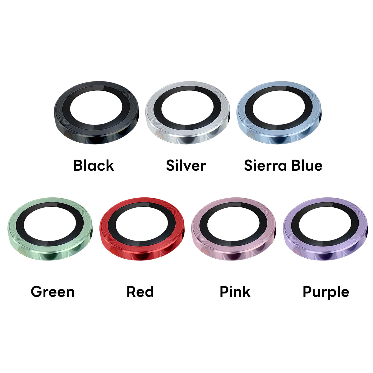 100Pcs For iPhone 14 / 14Plus / iPhone 15 / 15Plus 3D Alloy Metal Ring Cover Glass Camera Lens Protector