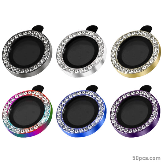 100Pcs For iPhone 14 Pro / 14 Pro / iPhone 15 Pro / 15 Pro Max 3D Alloy Rhinestone Individual Metal Ring Cover Glass Camera Lens Protector Bling