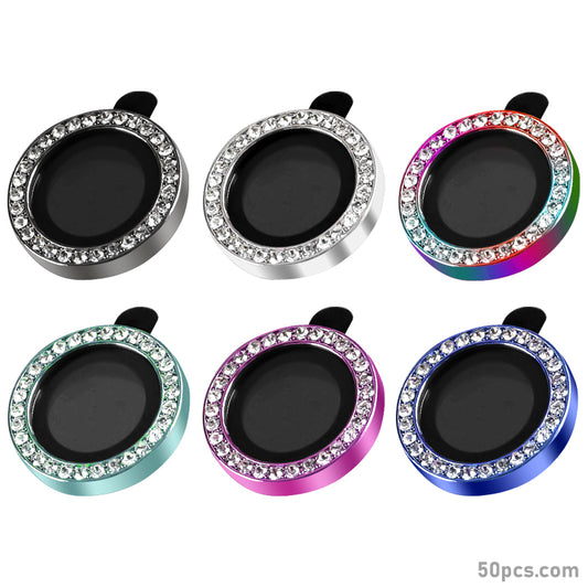 100Pcs For iPhone 16 / 16 Plus 3D Alloy Rhinestone Individual Metal Ring Cover Glass Camera Lens Protector Bling