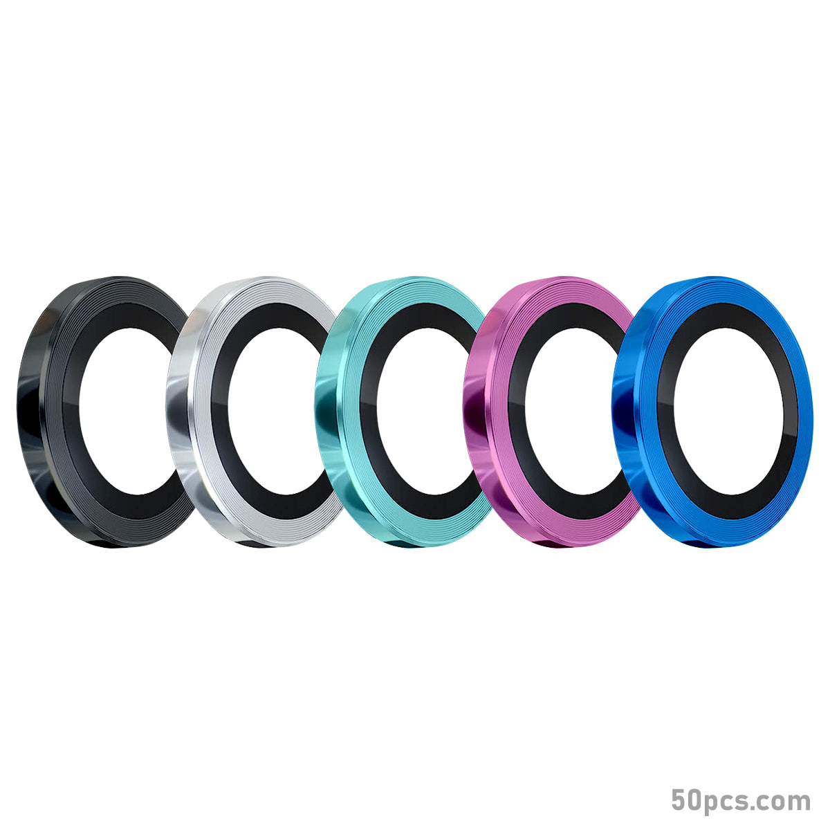 100Pcs For iPhone 16 / 16 Plus 3D Alloy Metal Ring Cover Glass Camera Lens Protector