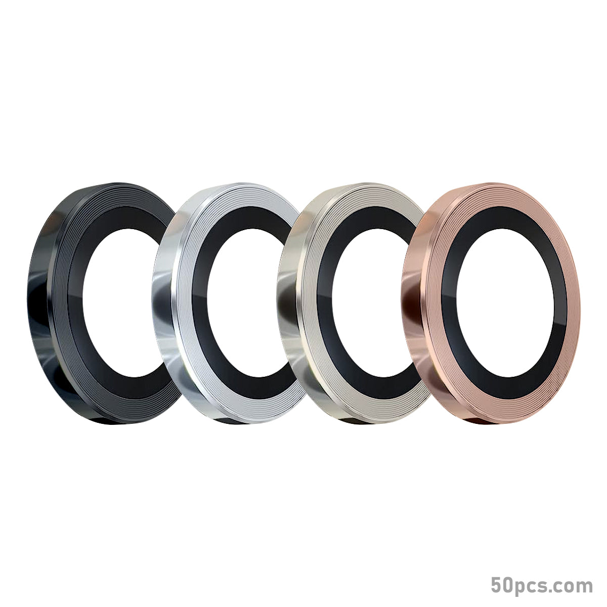 100Pcs For iPhone 16 Pro / 16 Pro Max 3D Alloy Metal Ring Cover Glass Camera Lens Protector