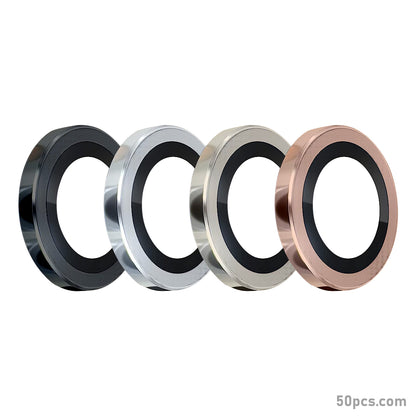 100Pcs For iPhone 16 Pro / 16 Pro Max 3D Alloy Metal Ring Cover Glass Camera Lens Protector