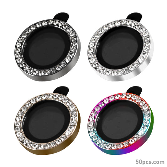 100Pcs For iPhone 16 Pro / 16 Pro Max 3D Alloy Rhinestone Individual Metal Ring Cover Glass Camera Lens Protector Bling