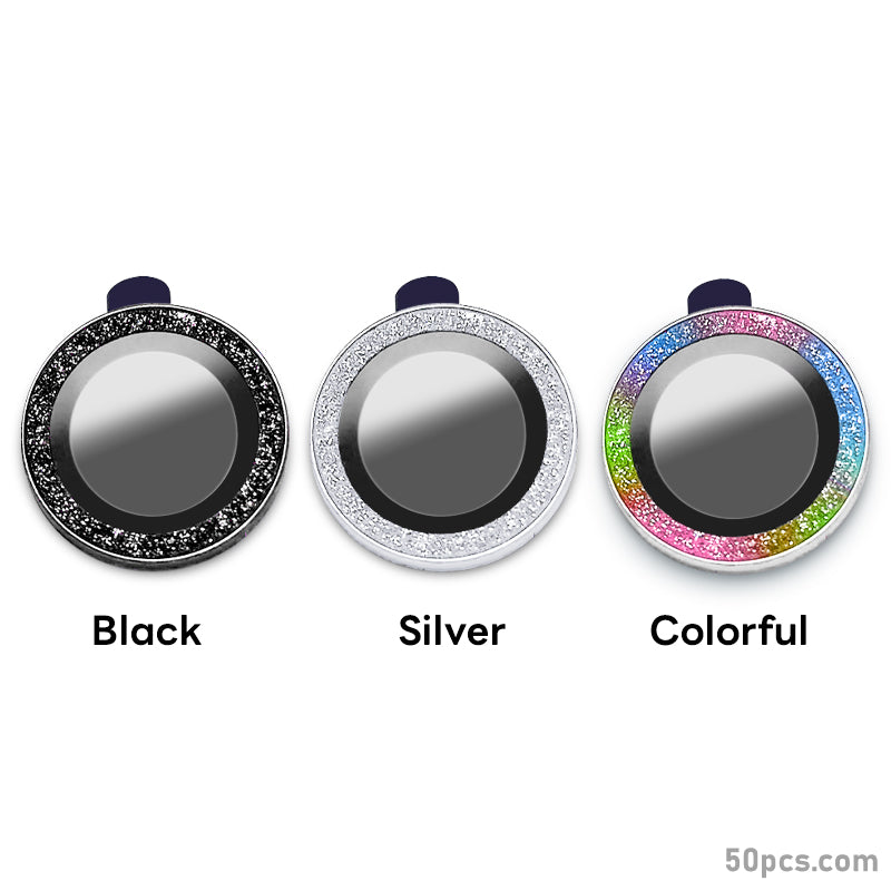 100Pcs For iPhone 16e 3D Alloy Glitter Individual Metal Ring Cover Glass Camera Lens Protector Bling