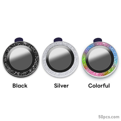 100Pcs For iPhone 16e 3D Alloy Glitter Individual Metal Ring Cover Glass Camera Lens Protector Bling