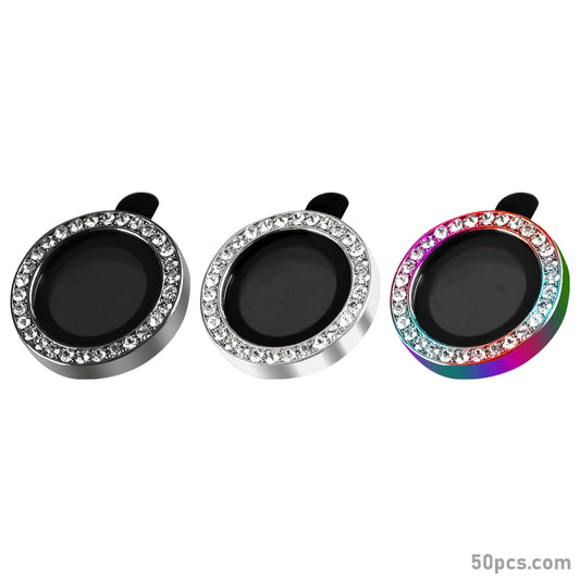 100Pcs For iPhone 16e 3D Alloy Rhinestone Individual Metal Ring Cover Glass Camera Lens Protector Bling