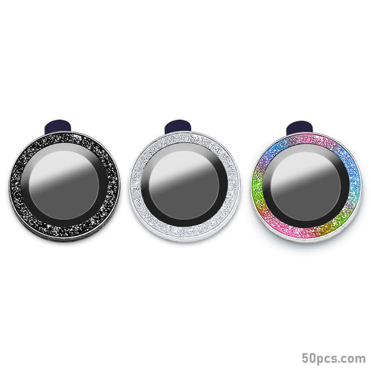 100Pcs For iPhone 16e 3D Alloy Glitter Individual Metal Ring Cover Glass Camera Lens Protector Bling